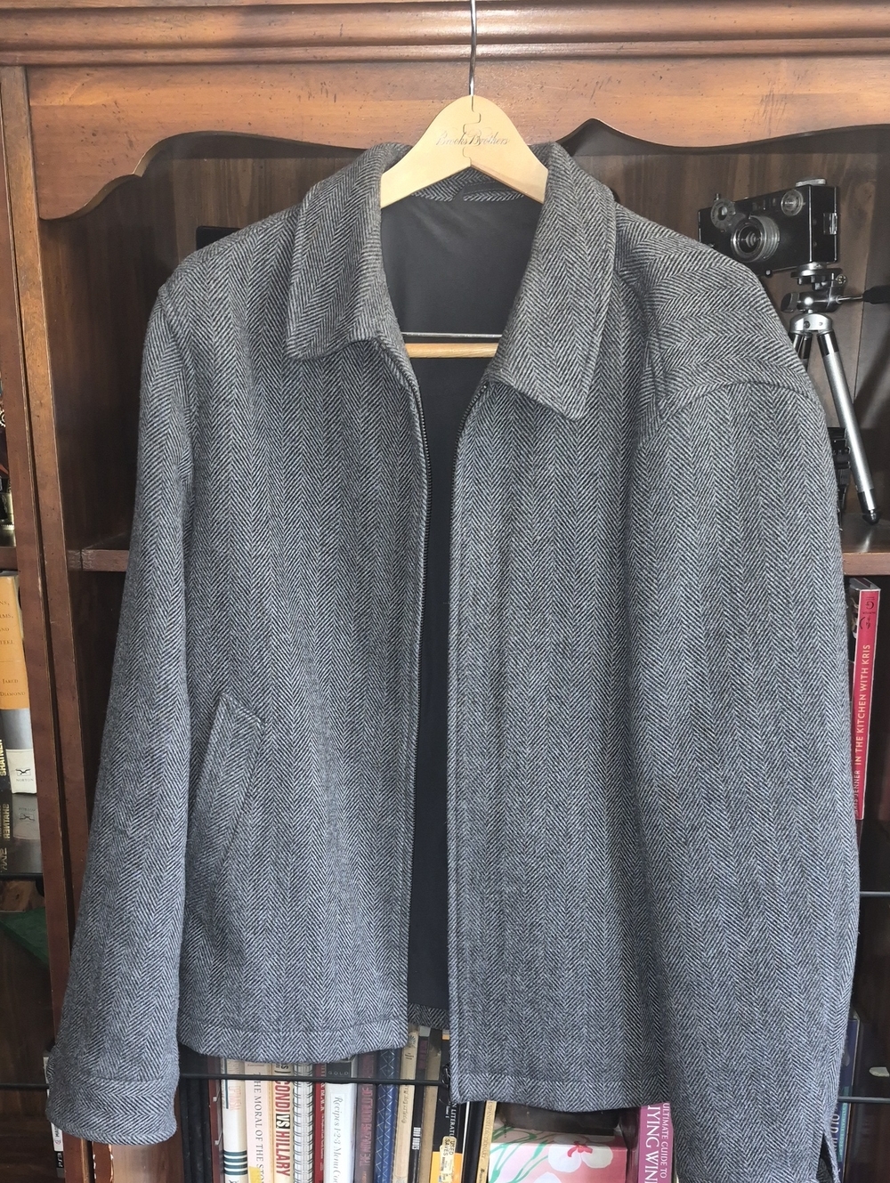 Uniqlo Men's Gray Herringbone Zip Shirt Jacket